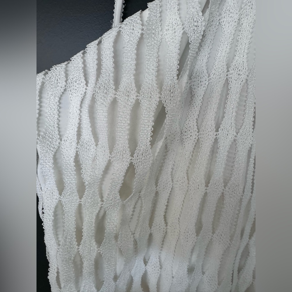 NWT Antonio Melani White Crochet Midi Asha Dress Fringe Hem Halter Resort ~ 10 - Picture 6 of 10